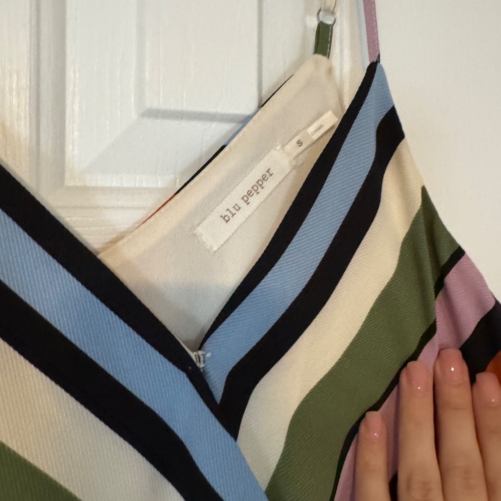 NWOT Blu Pepper Striped Wrap High Low Dress - Picture 2 of 5